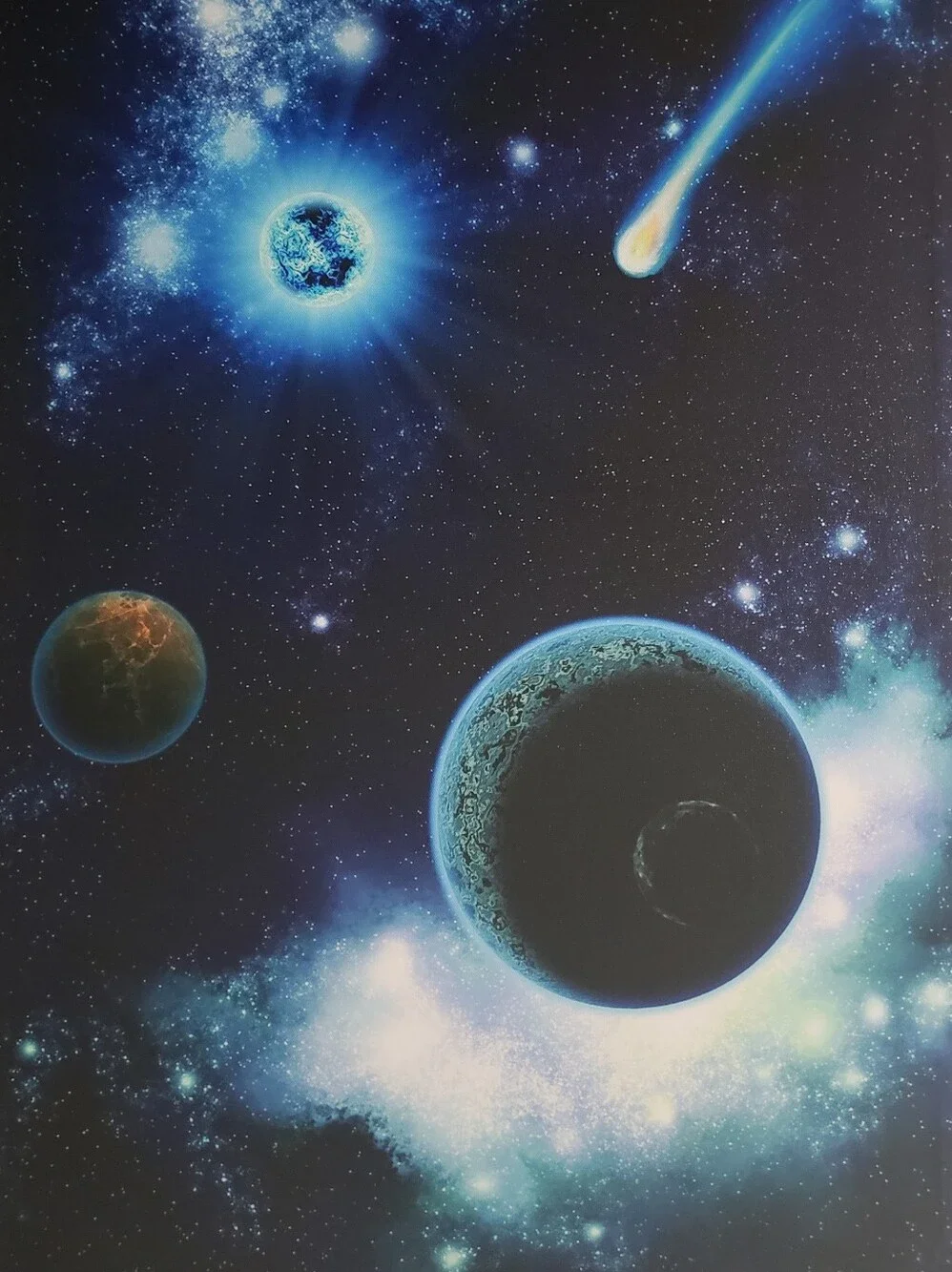 Illuminated Canvas Wall Art Outerspace Panoramic Glows Light Up Home Decor NWT